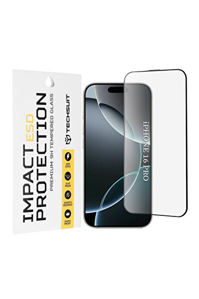 Techsuit Protector de ecran pentru iPhone 16 Pro - Sticlă ESD - Negru