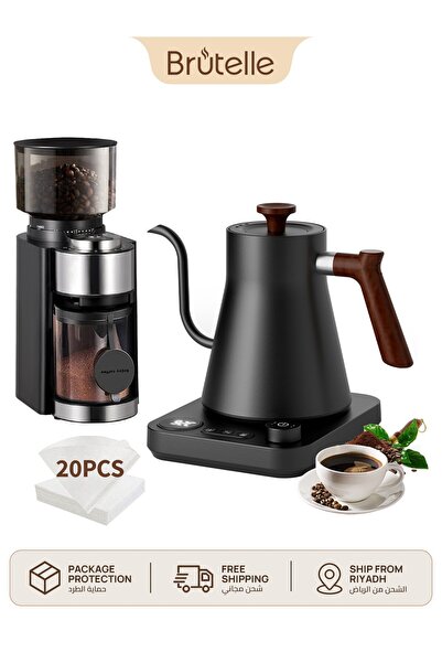 Brutelle Pour Over Coffee Maker Set Electric Gooseneck Kettle V02 Filters Bur...