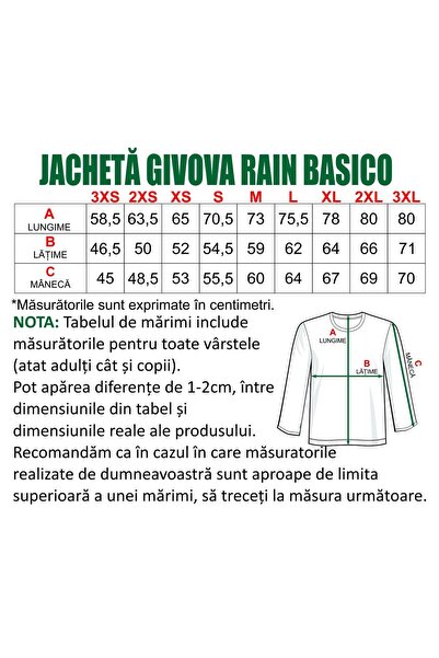 Givova Jacheta ploaie RAIN BASICO 3XS, Negru JG