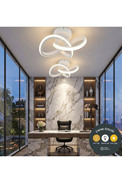 Lzy Avize Store Modern Kar Çiçeği 3 Renkli Beyaz Işık Salon Mutfak Hol Led Avize