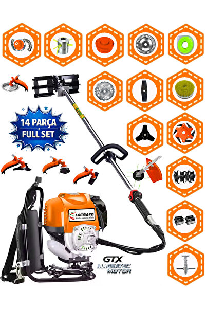 Cros LOMBARD İtalia 680 Ergo VTEC 10 İn 1 Sırt Tipi Ot Çim Biçme Tırpanı + To...