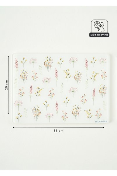 Bella Maison Flores Cam Kesme Tahtası (35x25 cm)