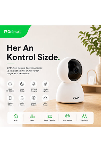 Cata 360 DERECE İÇ MEKAN AKILLI KAMERA GECE GÖRÜŞLÜ / SESLİ