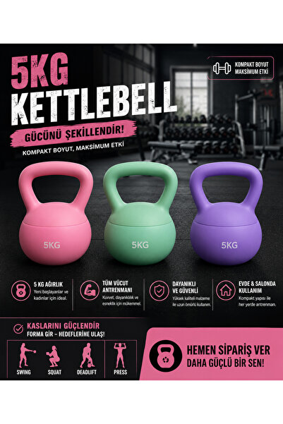 CKSpor 5 KG Soft Kettlebell – Yumuşak Tabanlı Metal Kumlu, Ses Yapmaz Darbeye...