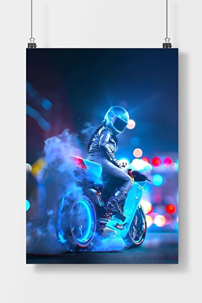 Luna Marissa Neon Motor Poster Çerçevesiz Duvar Posteri