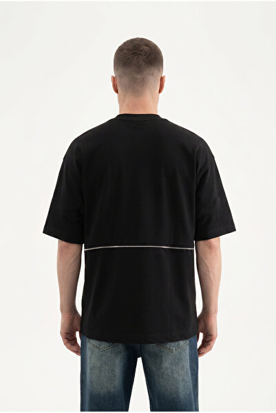 Machinist Tricou oversize pentru bărbați cu fermoar, negru