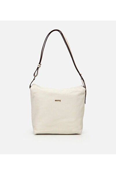 Hotiç Women's Leather Ecru Adjustable Strap Shoulder Bag