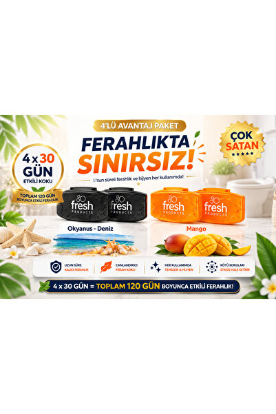 Fresh Products Fresh Clip 2.5 Wc Kokusu – Mango ve Okyanus Esintisi | 4’lü Av...