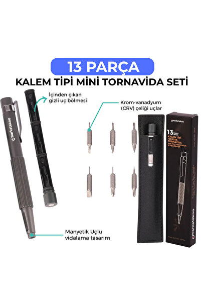 Marketekno Kalem Tipi Hassas Tornavida 13 Parçalı Pratik Tornavida Seti