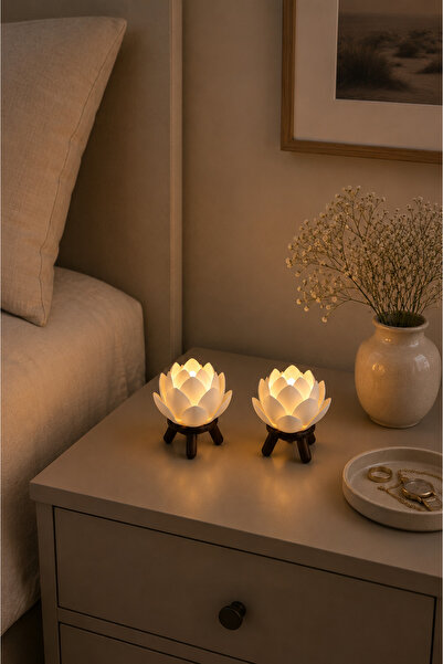 HD1001 2 Adet Lotus Çiçeği Lamba Bohem Abajur Modern Ev Dekoru Mumluk