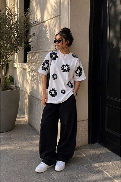 LOTS MODA TREND Baskılı Unısex Oversize tısort
