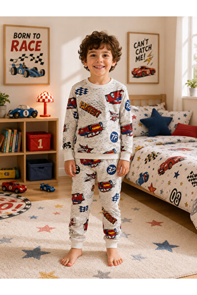Fil Kids Set de pijamale de iarnă cu mâneci lungi, din bumbac, culoare albă, ...