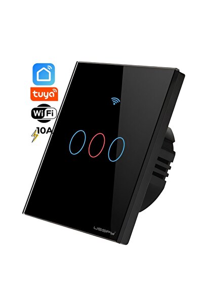 ARMY STORE Întrerupător tactil inteligent, Wifi, 3 canale, 10A, Negru