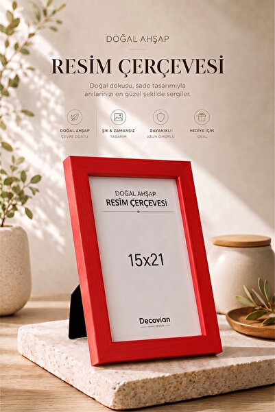 15x21 Photo Frame with Natural Wooden Modern Legs | Desktop Frame in Red | No Pictures