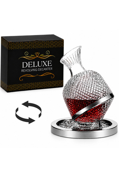 OEM Decantor de vin rotativ, imprimeu modern, 1.5 L, suport si cutie inclusa