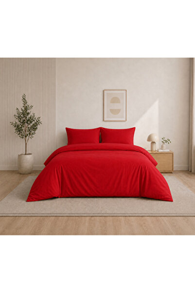 Liz Line Lenjerie pat dublu rosie, cearceaf 240x240cm, colectia "Monocrom" di...