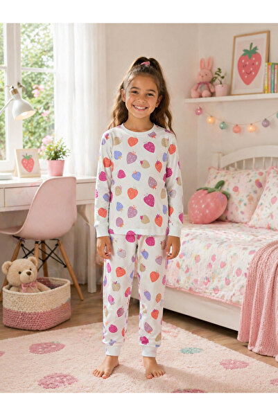 Pajama Shop Devojčin set od 100% pamuk delova tkanine u boji jagode Sa deznom...