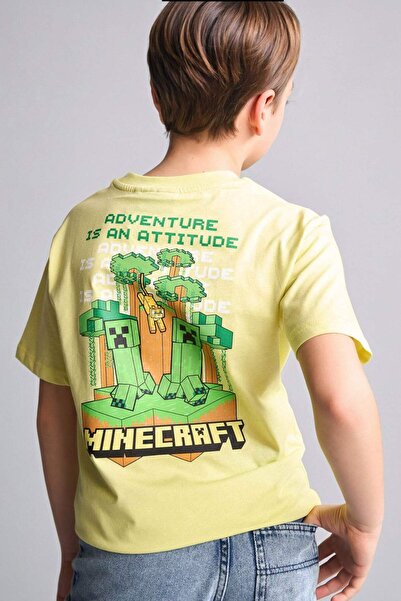 DeFacto Minecraft New Regular Fıt Bisiklet Yaka Kısa Kollu Tişört Erkek Çocuk...