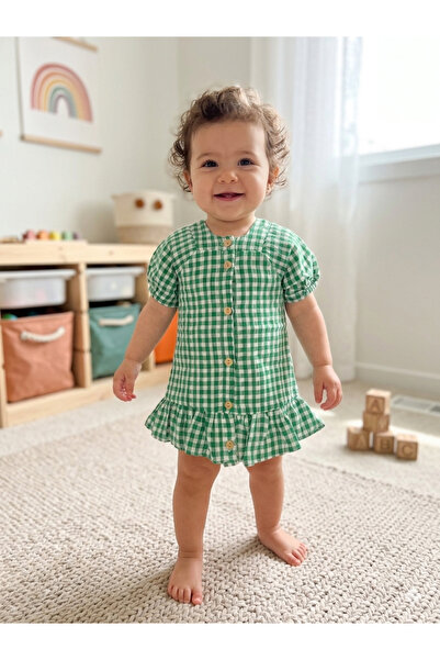 Zebra Baby/Child Lined Gingham Patterned Wrap Dress