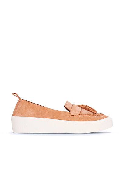 Bueno Shoes Oranžové semišové dámské baleríny na klínovém podpatku 01ws10602