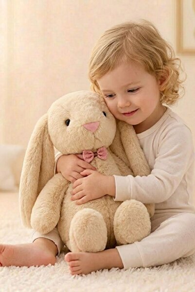 Sole Uyku Arkadaşım Papyonlu Uzun Kulak Bunny Peluş Tavşan 65 Cm