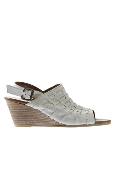 Bueno Shoes White Leather Women's Wedge Heeled Sandals 01Wq7907