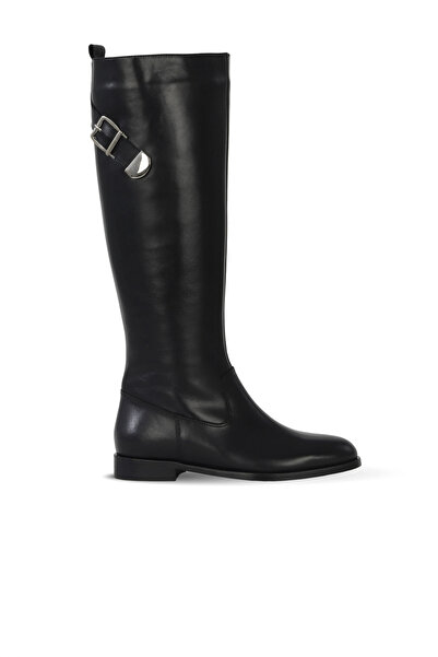 Bueno Shoes Black Leather Women's Flat Boots 33Wc12020