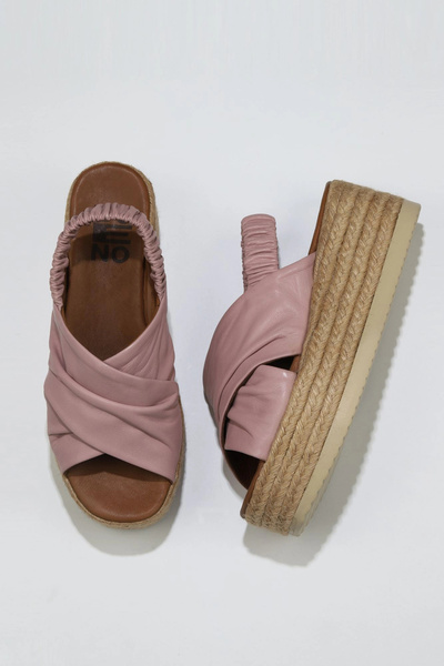 Bueno Shoes Sandale cu toc pentru femei Dusty Rose din piele 01wu6105