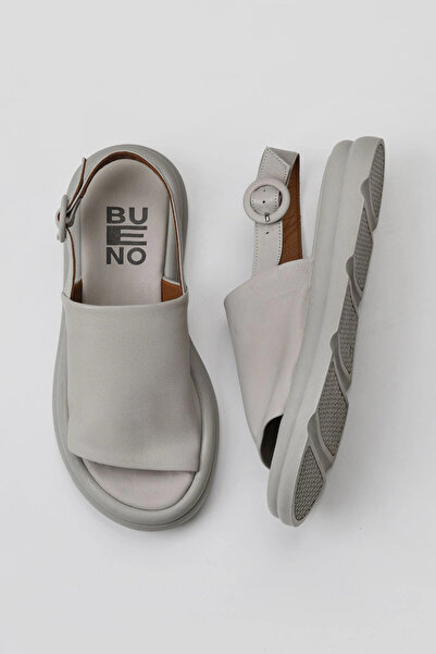 Bueno Shoes Sandale plate de damă din piele ecru 01wy9410
