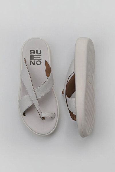 Bueno Shoes Flip-flops de damă din piele albă ruptă 01wy2308
