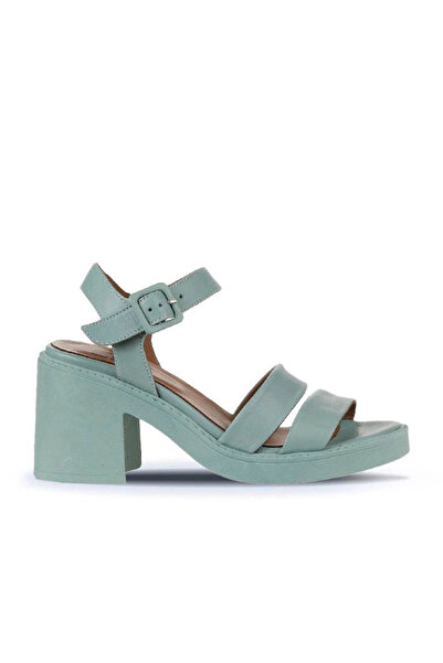Bueno Shoes Sandale cu toc pentru femei din piele deschisă verde 01wy12506