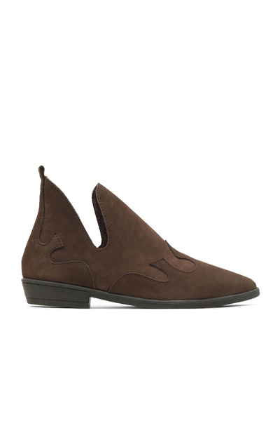 Bueno Shoes Cizme plate de damă din nubuc maro 01wd3605