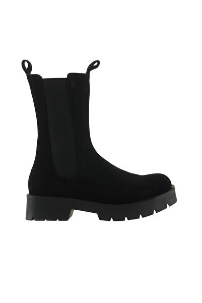 Bueno Shoes Μαύρα σουέτ γυναικεία φλατ μποτάκια 01wt2516