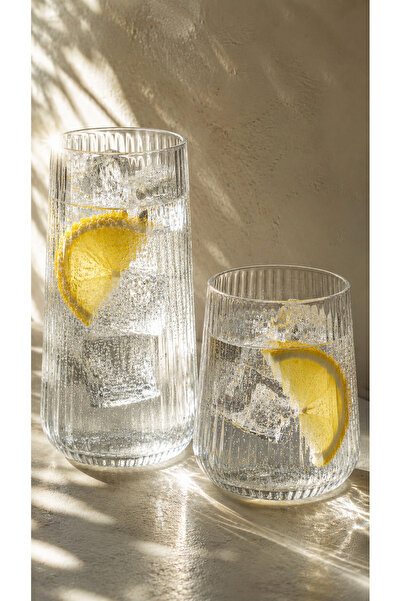 Maloria Çizgili Kristal Nova Su Seti | 12 Parça - [400ml, 350ml]