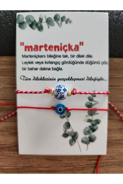 Home Marteniçka seramik ve nazar boncuklu ikili bileklik