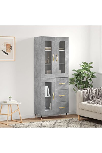 Concept Dulap înalt, gri beton, 69,5x34x180, lemn compozit