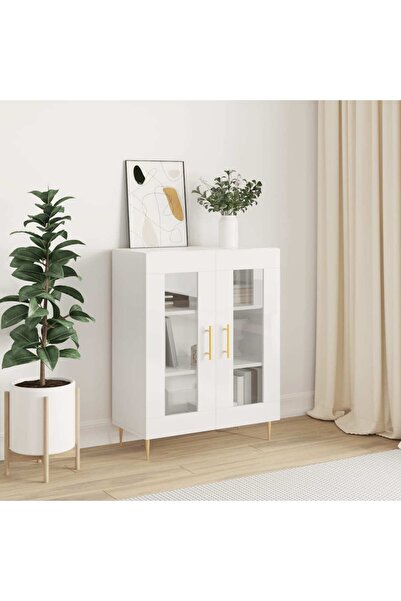Concept Servantă, alb extralucios, 69,5x34x90 cm, lemn compozit
