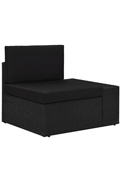 Concept Canapea de colț modulară cu cotieră stânga, negru, poliratan