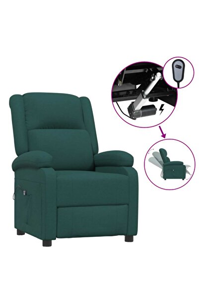 Concept Fotoliu rabatabil cu ridicare, verde închis, material textil