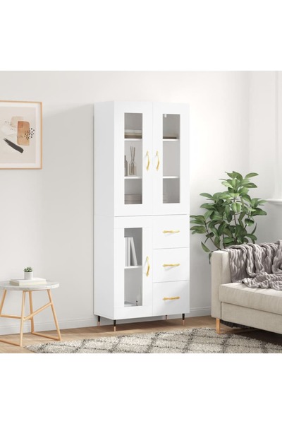 Concept Dulap înalt, alb, 69,5x34x180 cm, lemn compozit
