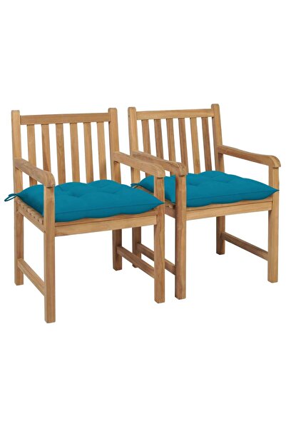 Concept Garden chairs, light blue cushions, 2 pcs., solid teak wood