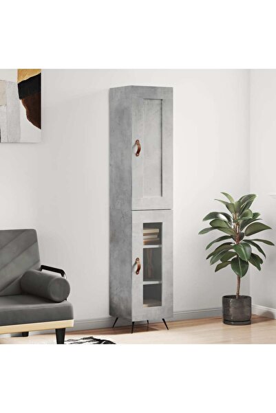 Concept Dulap înalt, gri beton, 34,5x34x180 cm, lemn prelucrat