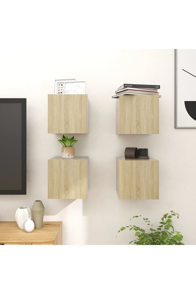 Concept Dulapuri TV montaj pe perete 4 buc. stejar sonoma 30,5x30x30 cm