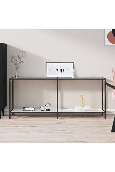 Concept Masă consolă,alb, 180x35x75,5 cm, sticlă securizată
