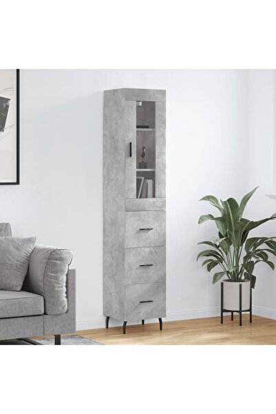 Concept Dulap înalt, gri beton, 34,5x34x180 cm, lemn prelucrat