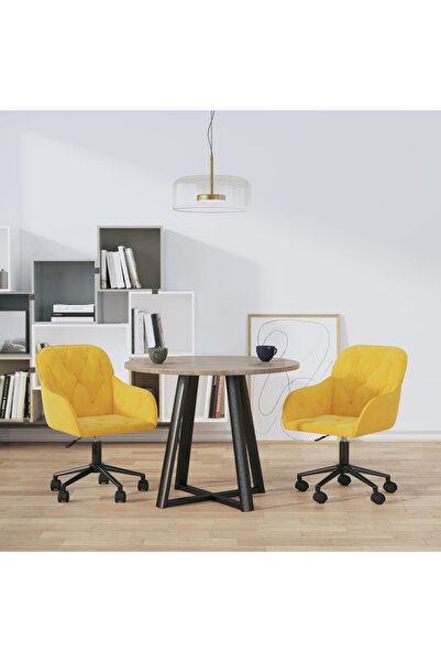 Concept Scaune de bucătărie pivotante, 2 buc., galben, catifea