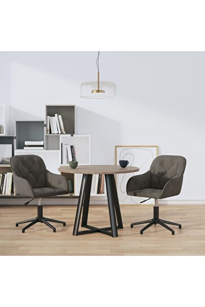 Concept Scaune de bucătărie pivotante, 2 buc, gri închis, catifea