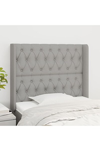 Concept Tăblie de pat cu aripioare gri deschis 93x16x118/128 cm textil