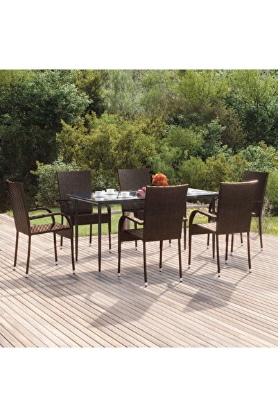 Concept Set mobilier de grădină, 7 piese, maro, poliratan