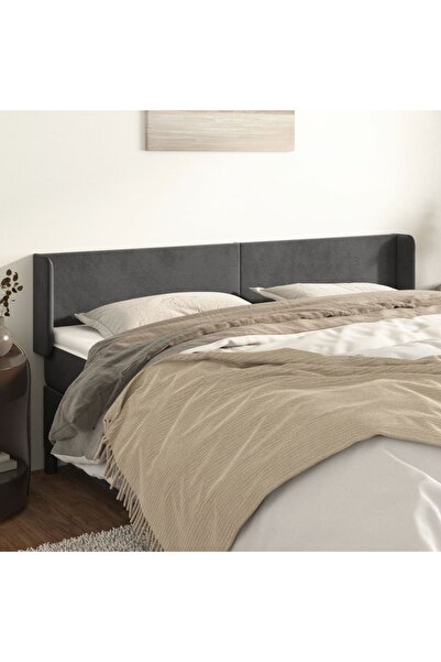Concept Tăblie de pat cu aripioare gri închis 163x16x78/88 cm catifea